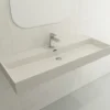 BOCCHI Milano 48" Rectangle Wallmount Fireclay Bathroom Sink, Biscuit, Single Faucet Hole, 1394-014-0126