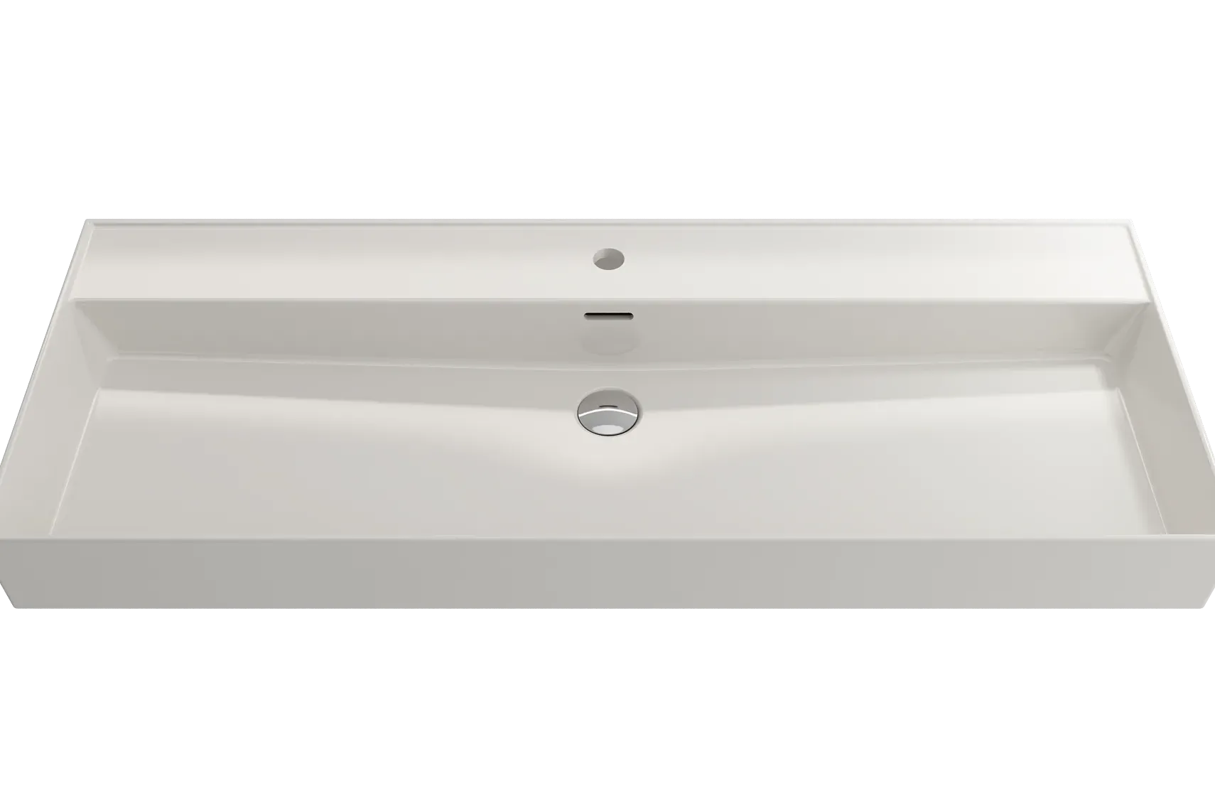 BOCCHI Milano 48" Rectangle Wallmount Fireclay Bathroom Sink, Biscuit, Single Faucet Hole, 1394-014-0126