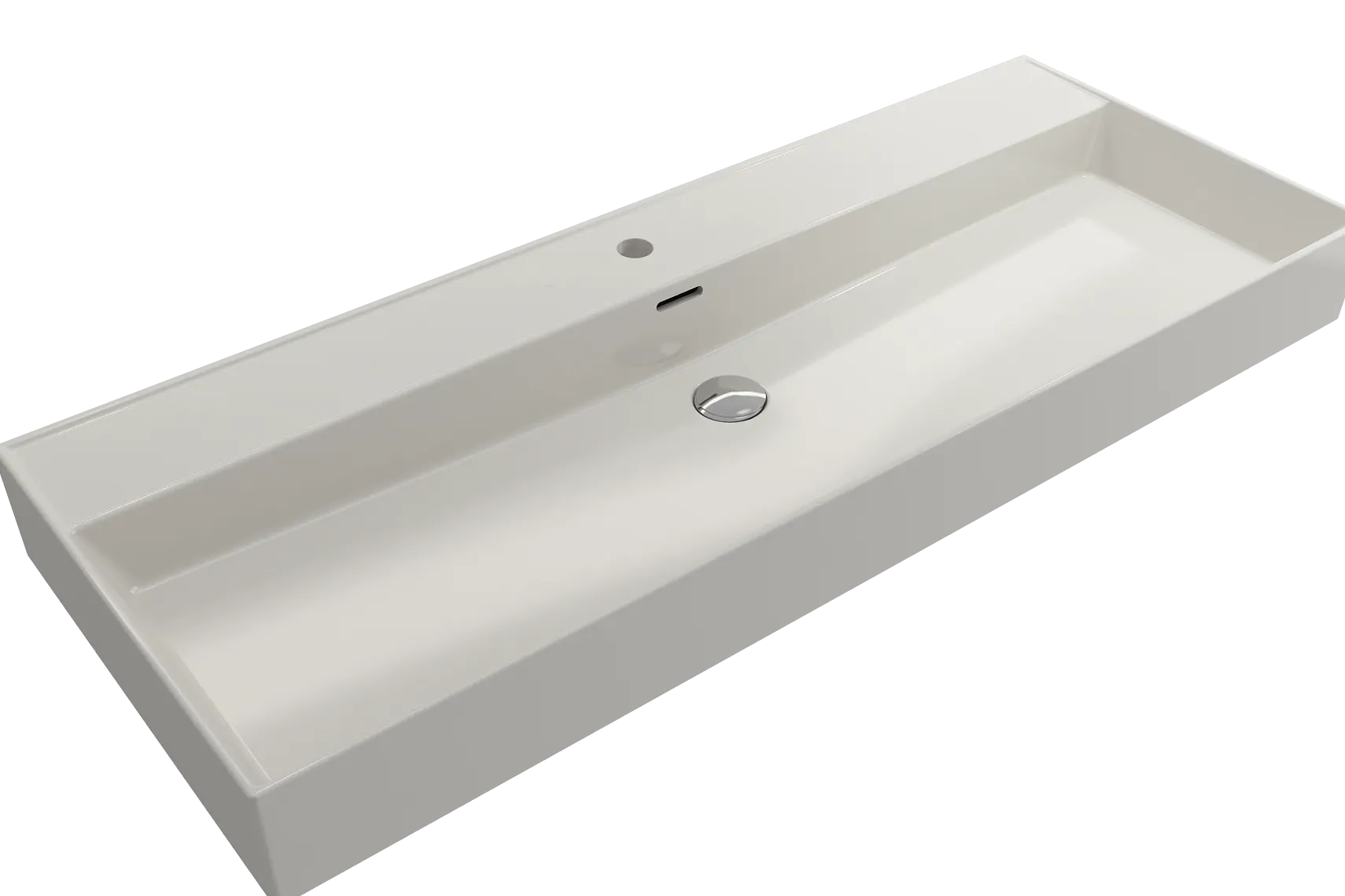 BOCCHI Milano 48" Rectangle Wallmount Fireclay Bathroom Sink, Biscuit, Single Faucet Hole, 1394-014-0126