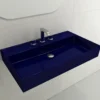 BOCCHI Milano 32" Rectangle Wallmount Fireclay Bathroom Sink, Sapphire Blue, 3 Faucet Hole, 1377-010-0127