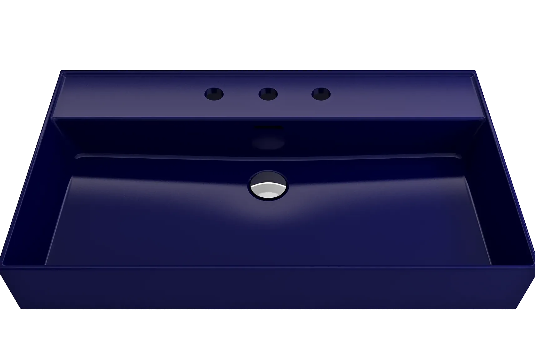 BOCCHI Milano 32" Rectangle Wallmount Fireclay Bathroom Sink, Sapphire Blue, 3 Faucet Hole, 1377-010-0127
