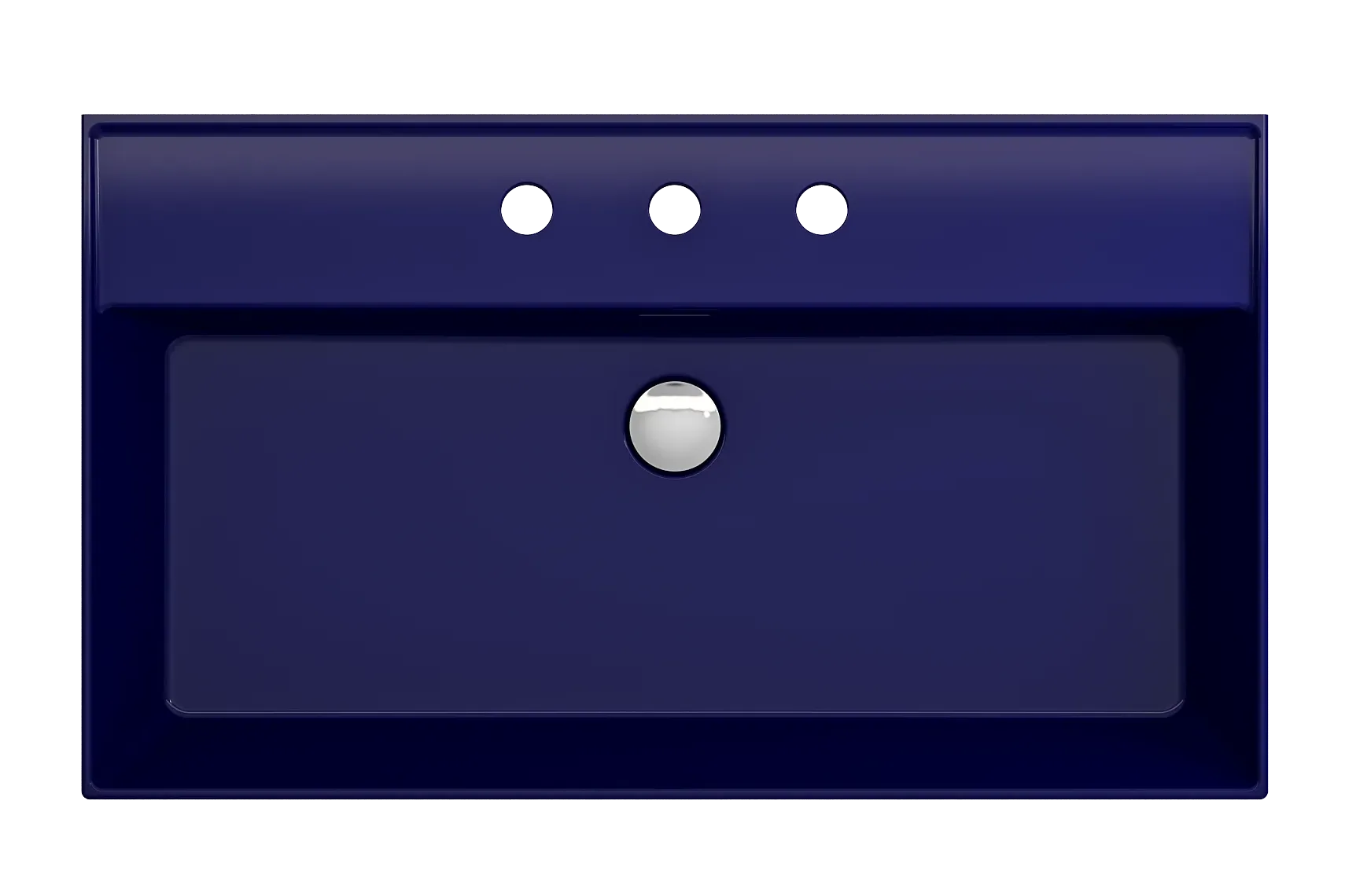 BOCCHI Milano 32" Rectangle Wallmount Fireclay Bathroom Sink, Sapphire Blue, 3 Faucet Hole, 1377-010-0127