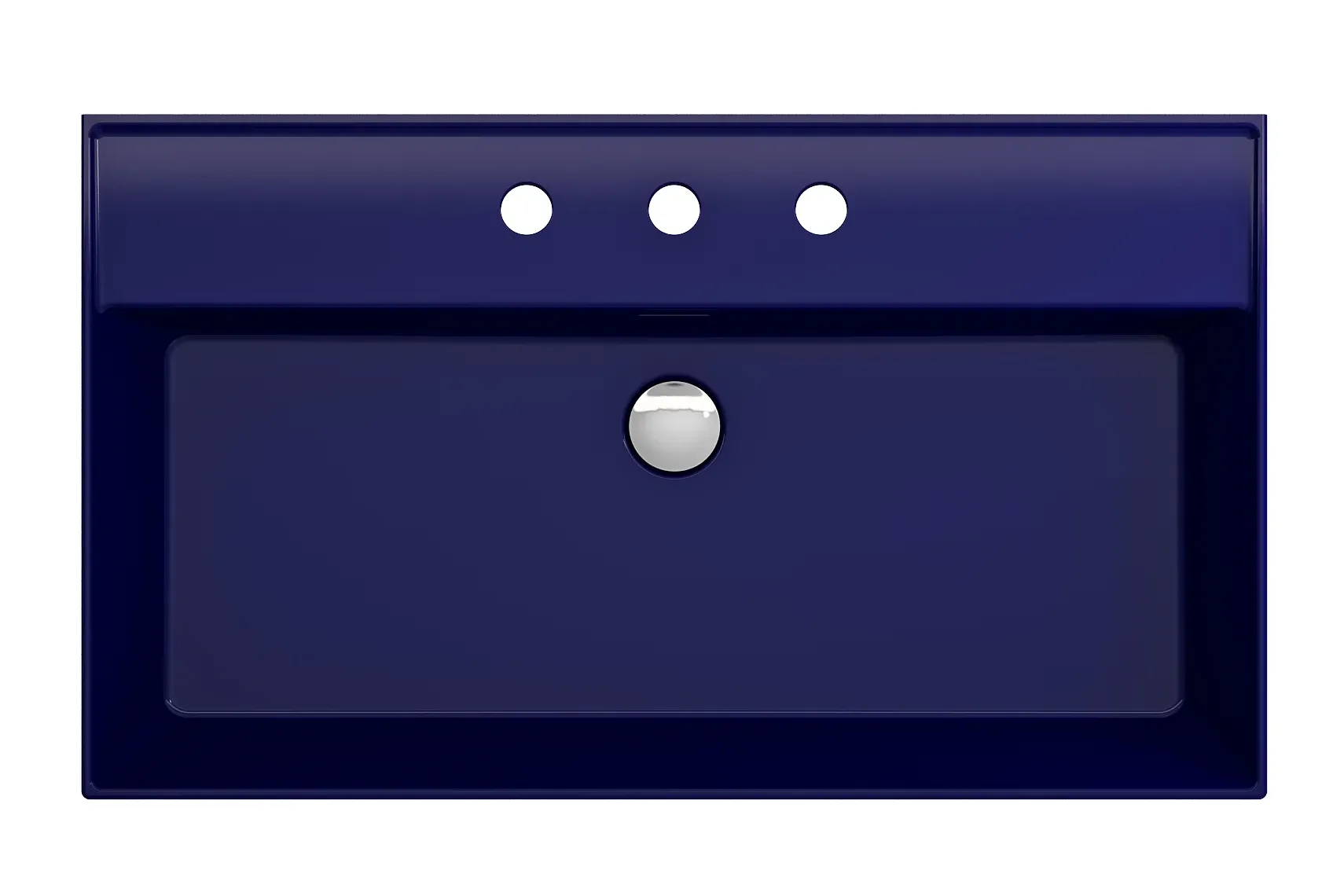 BOCCHI Milano 32" Rectangle Wallmount Fireclay Bathroom Sink, Sapphire Blue, 3 Faucet Hole, 1377-010-0127