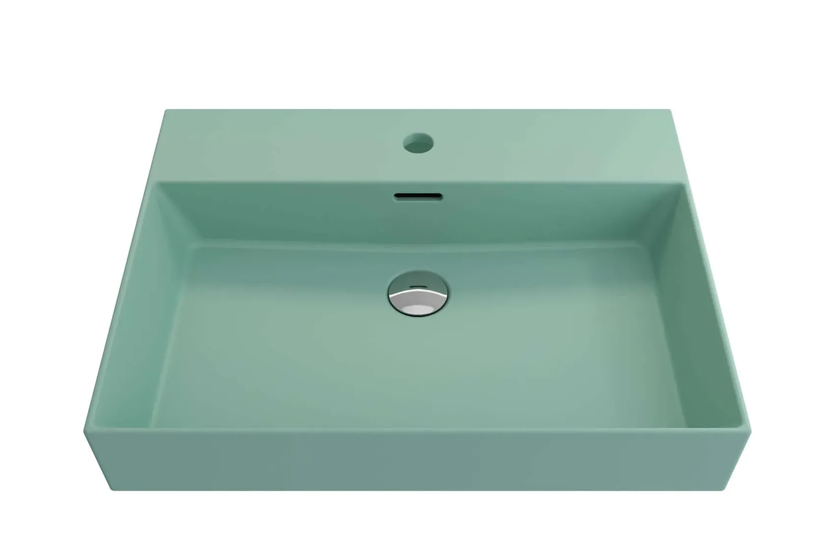 BOCCHI Milano 24" Rectangle Wallmount Fireclay Bathroom Sink, Matte Mint Green, Single Faucet Hole, 1376-033-0126