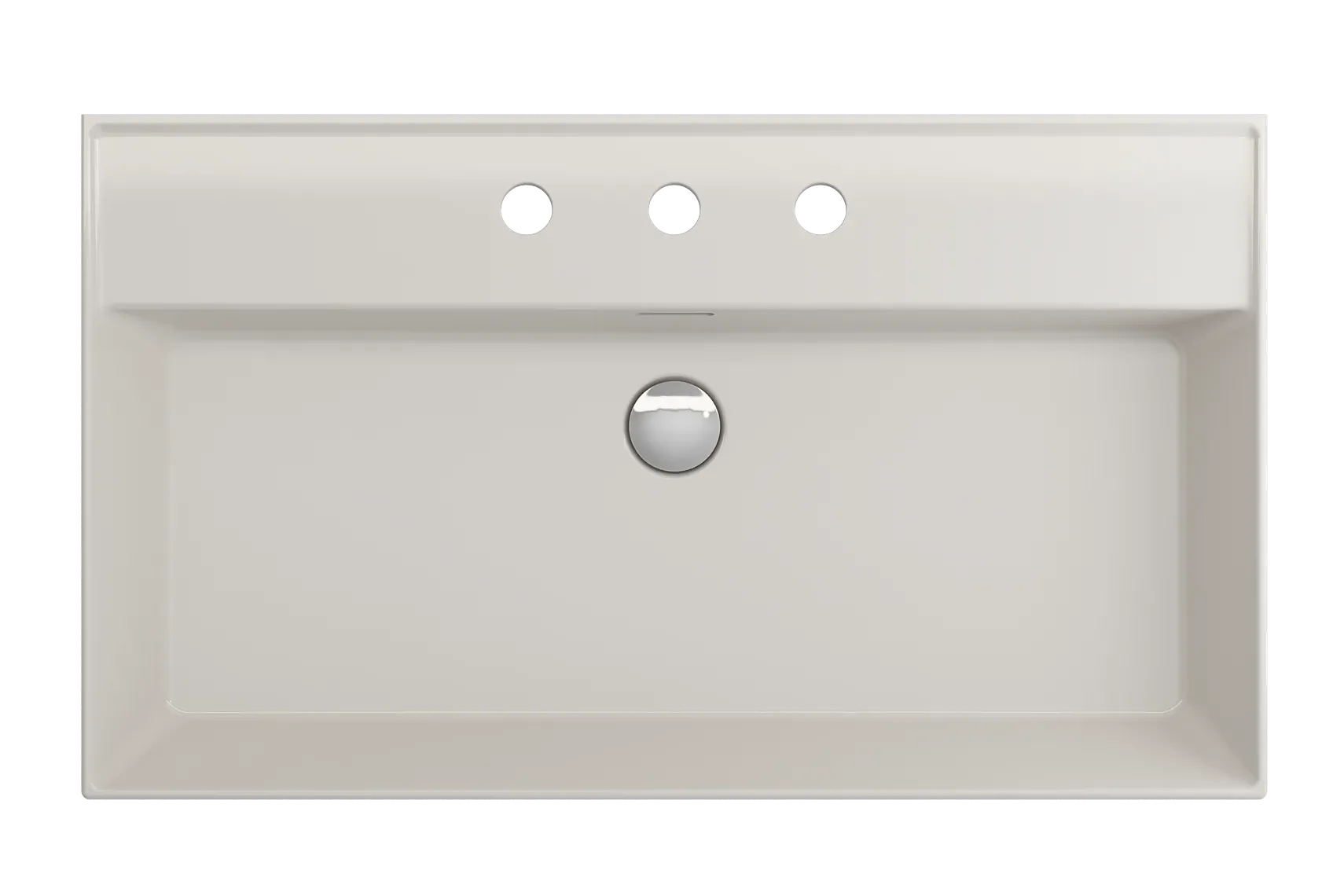 BOCCHI Milano 32" Rectangle Wallmount Fireclay Bathroom Sink, Biscuit, 3 Faucet Hole, 1377-014-0127