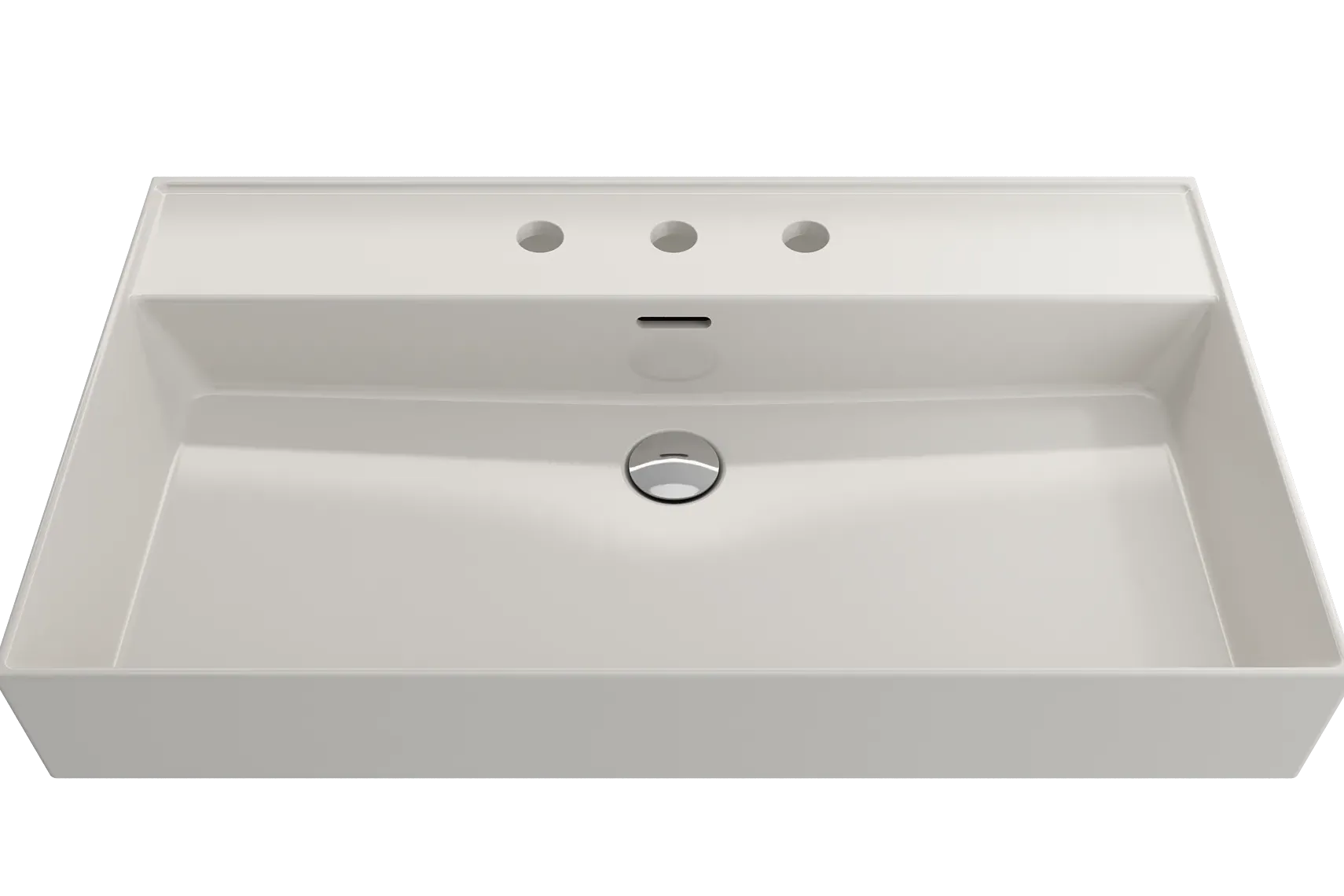 BOCCHI Milano 32" Rectangle Wallmount Fireclay Bathroom Sink, Biscuit, 3 Faucet Hole, 1377-014-0127