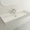 BOCCHI Milano 40" Rectangle Wallmount Fireclay Bathroom Sink, White, 3 Faucet Hole, 1378-001-0127