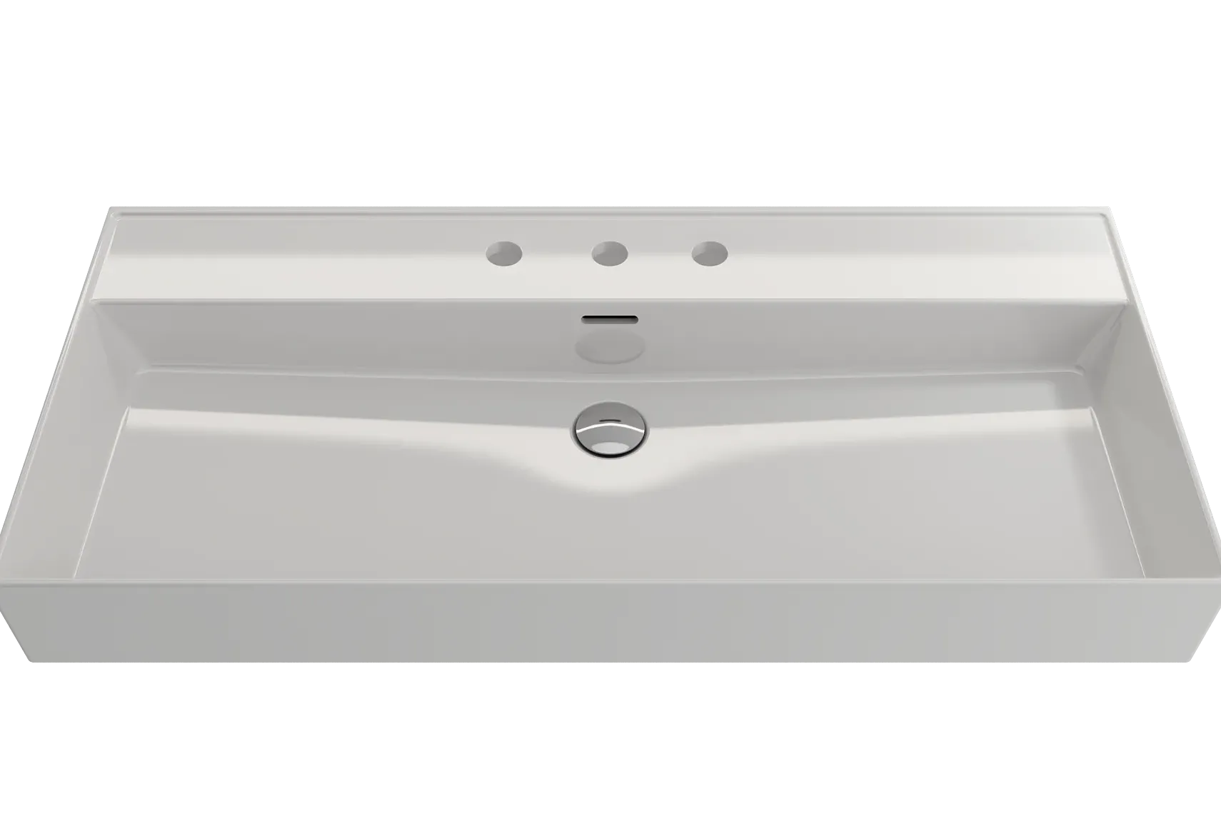 BOCCHI Milano 40" Rectangle Wallmount Fireclay Bathroom Sink, White, 3 Faucet Hole, 1378-001-0127
