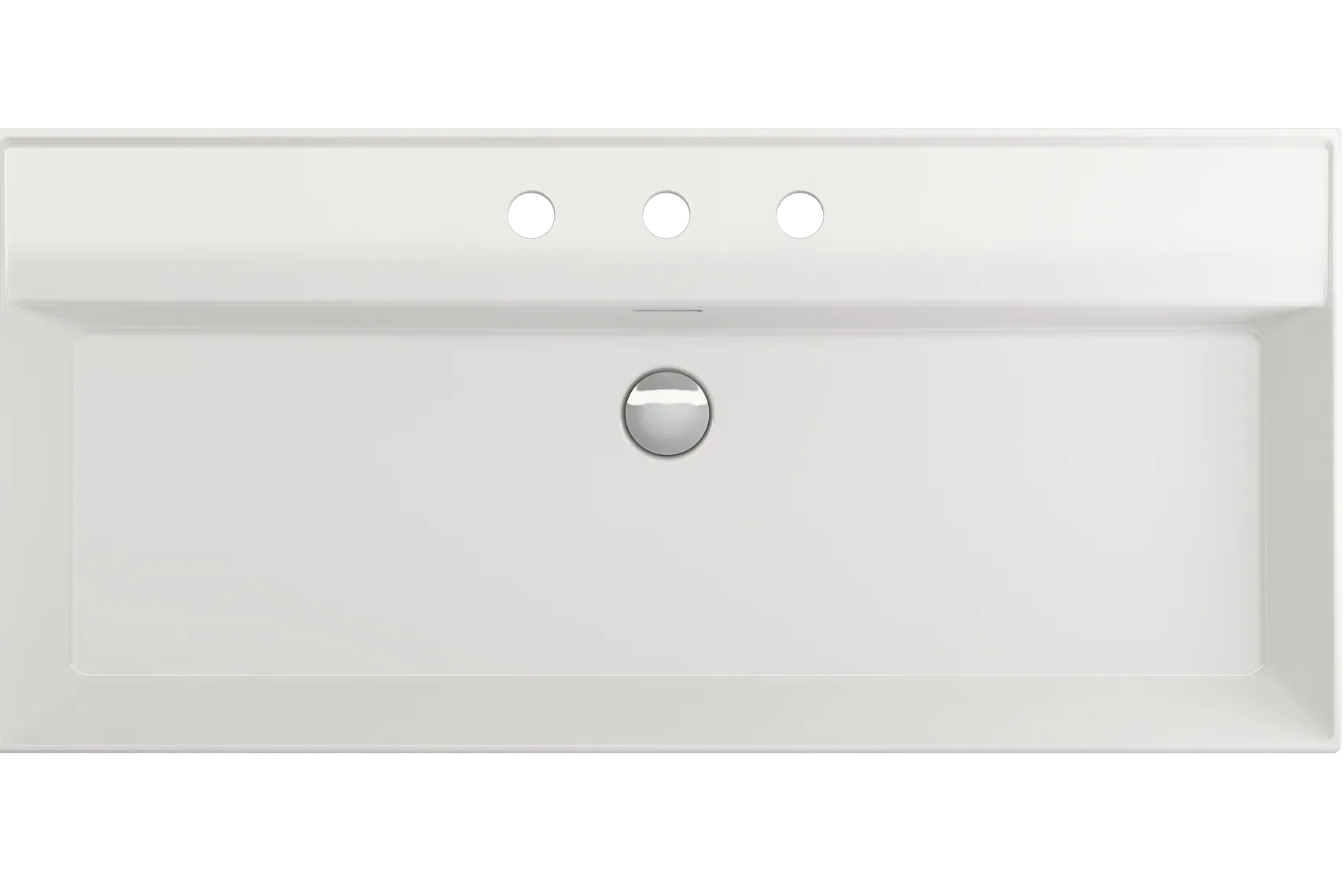 BOCCHI Milano 40" Rectangle Wallmount Fireclay Bathroom Sink, White, 3 Faucet Hole, 1378-001-0127