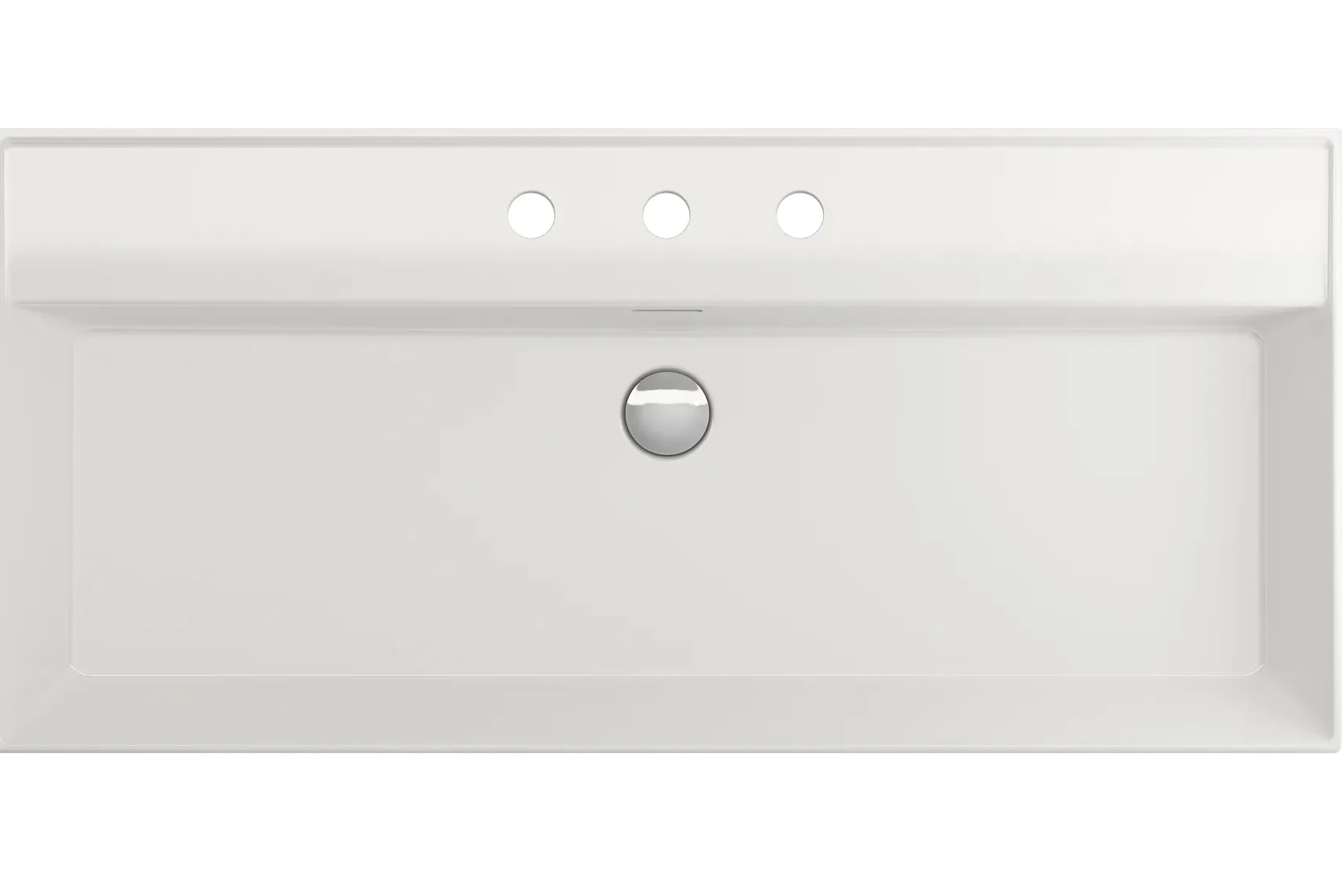 BOCCHI Milano 40" Rectangle Wallmount Fireclay Bathroom Sink, White, 3 Faucet Hole, 1378-001-0127