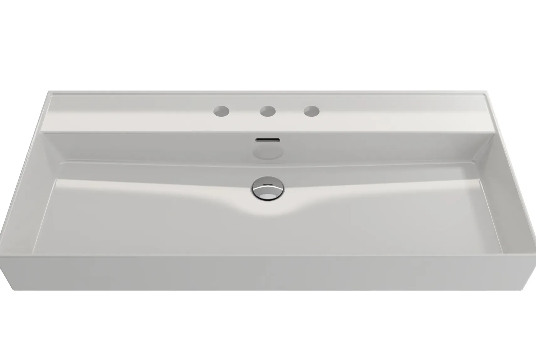 BOCCHI Milano 40" Rectangle Wallmount Fireclay Bathroom Sink, White, 3 Faucet Hole, 1378-001-0127