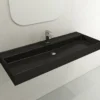BOCCHI Milano 48" Rectangle Wallmount Fireclay Bathroom Sink, Matte Black, Single Faucet Hole, 1394-004-0126