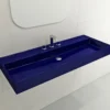 BOCCHI Milano 48" Rectangle Wallmount Fireclay Bathroom Sink, Sapphire Blue, 3 Faucet Hole, 1394-010-0127