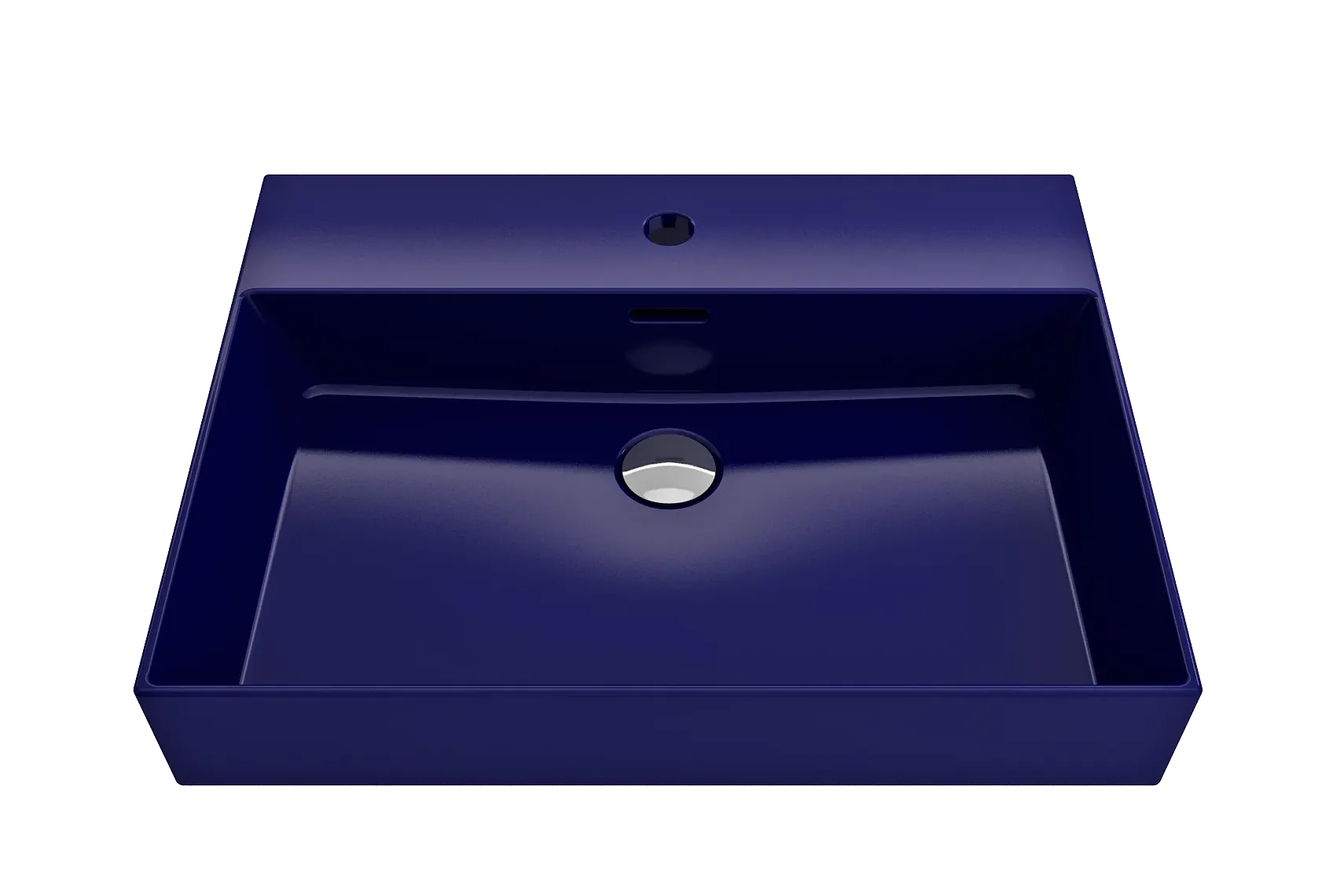 BOCCHI Milano 24" Rectangle Wallmount Fireclay Bathroom Sink, Sapphire Blue, Single Faucet Hole, 1376-010-0126