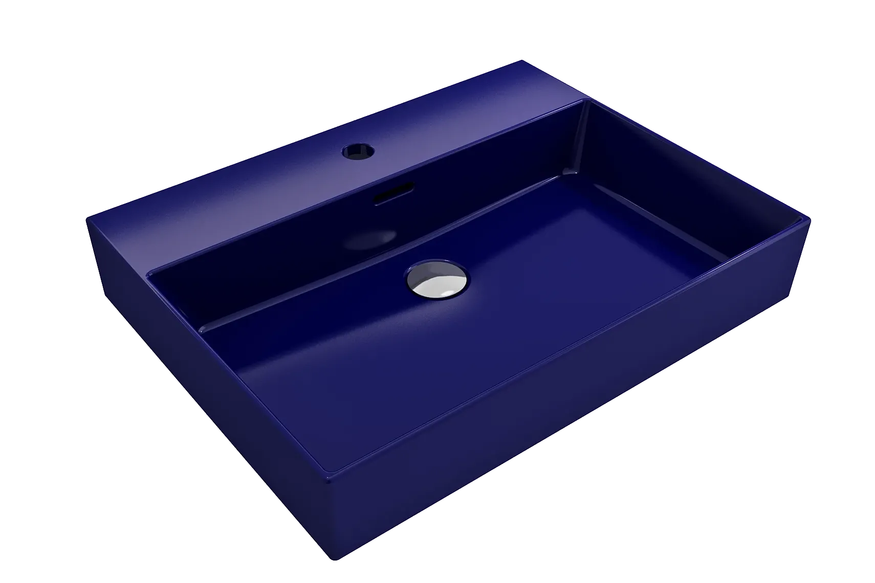 BOCCHI Milano 24" Rectangle Wallmount Fireclay Bathroom Sink, Sapphire Blue, Single Faucet Hole, 1376-010-0126