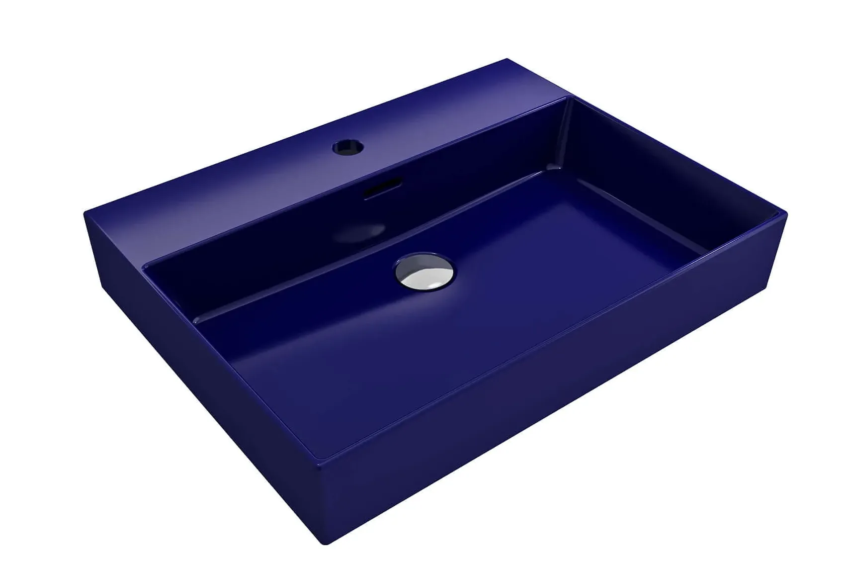 BOCCHI Milano 24" Rectangle Wallmount Fireclay Bathroom Sink, Sapphire Blue, Single Faucet Hole, 1376-010-0126