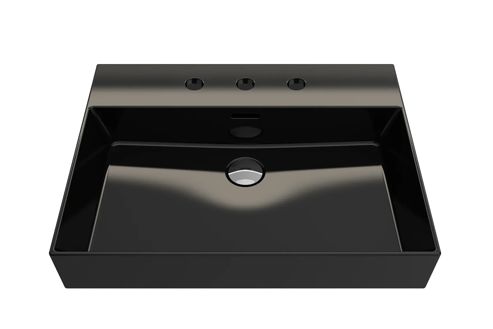 BOCCHI Milano 24" Rectangle Wallmount Fireclay Bathroom Sink, Black, 3 Faucet Hole, 1376-005-0127