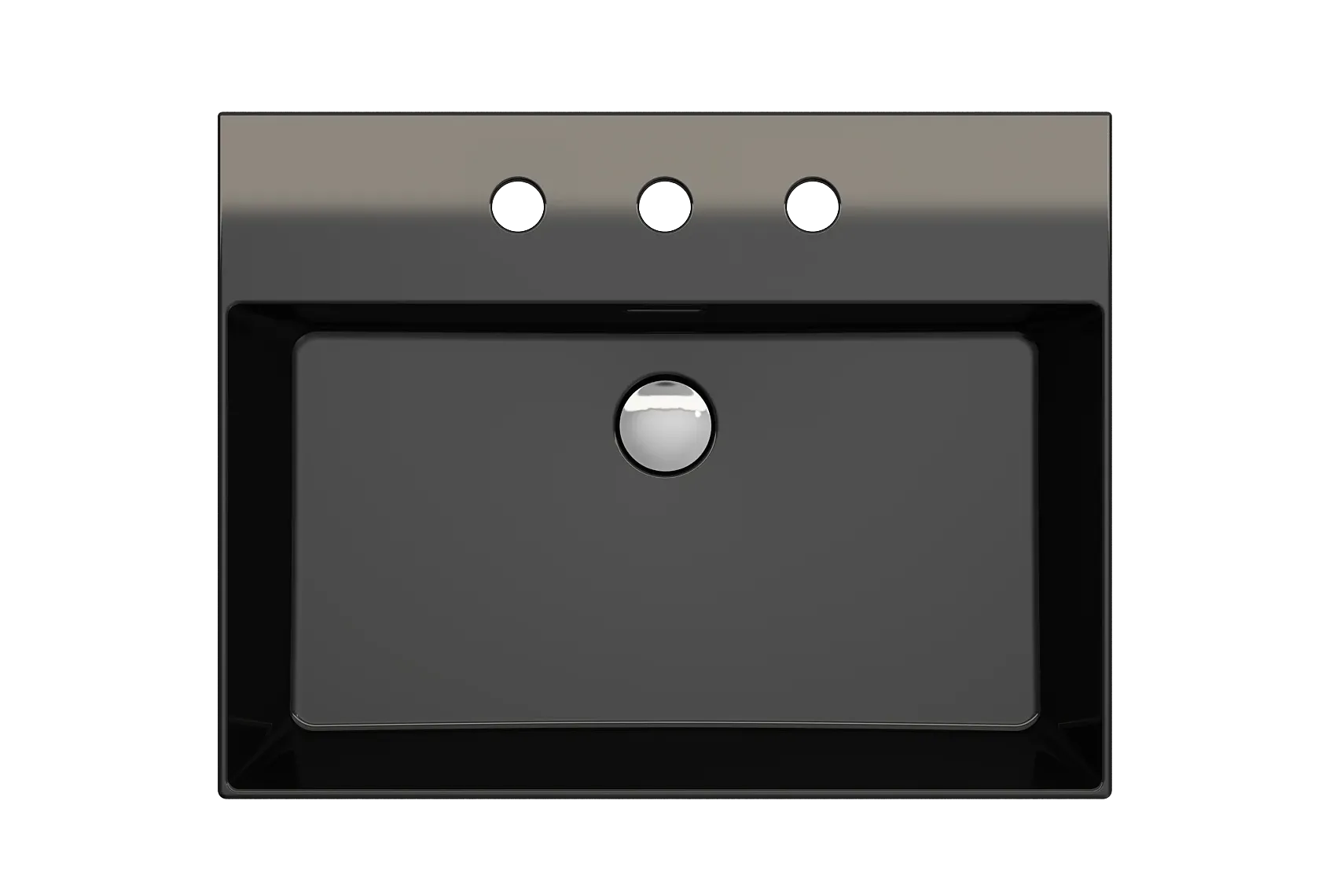 BOCCHI Milano 24" Rectangle Wallmount Fireclay Bathroom Sink, Black, 3 Faucet Hole, 1376-005-0127