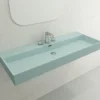 BOCCHI Milano 48" Rectangle Wallmount Fireclay Bathroom Sink, Matte Ice Blue, 3 Faucet Hole, 1394-029-0127