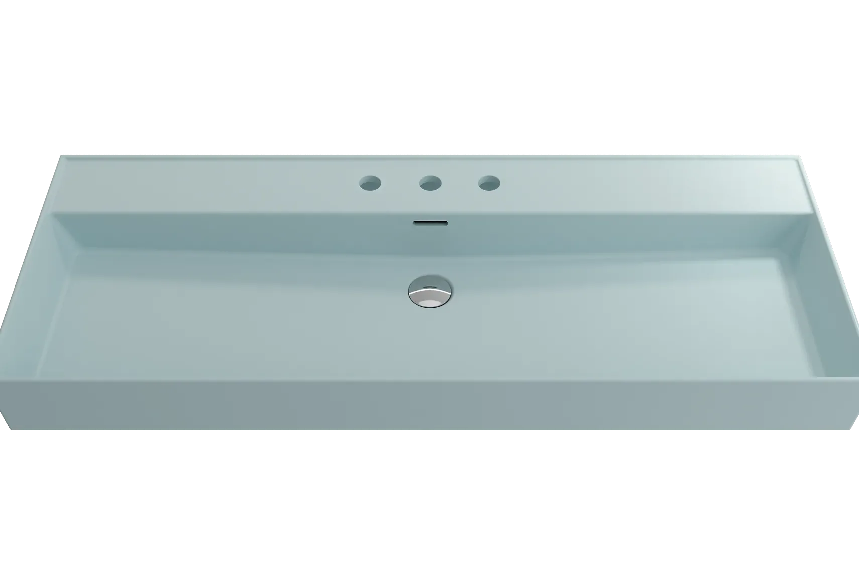 BOCCHI Milano 48" Rectangle Wallmount Fireclay Bathroom Sink, Matte Ice Blue, 3 Faucet Hole, 1394-029-0127