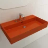 BOCCHI Milano 32" Rectangle Wallmount Fireclay Bathroom Sink, Orange, 3 Faucet Hole, 1377-012-0127