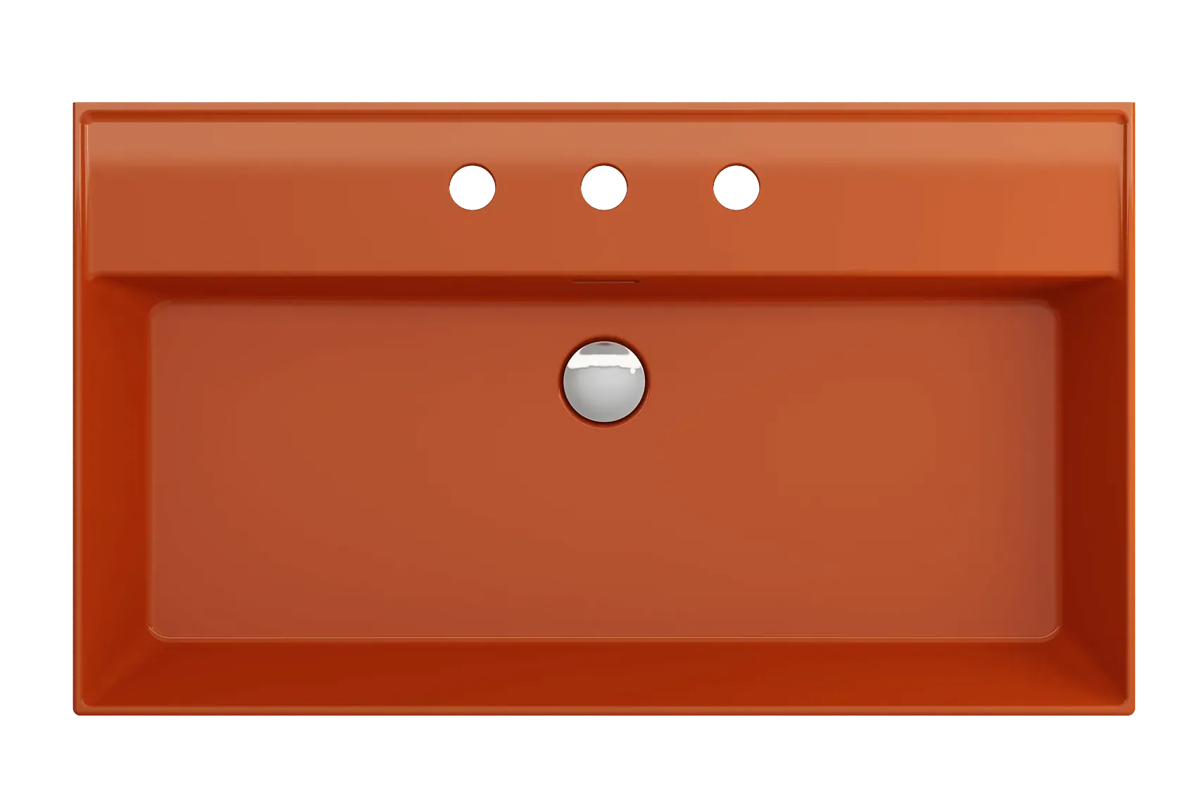 BOCCHI Milano 32" Rectangle Wallmount Fireclay Bathroom Sink, Orange, 3 Faucet Hole, 1377-012-0127