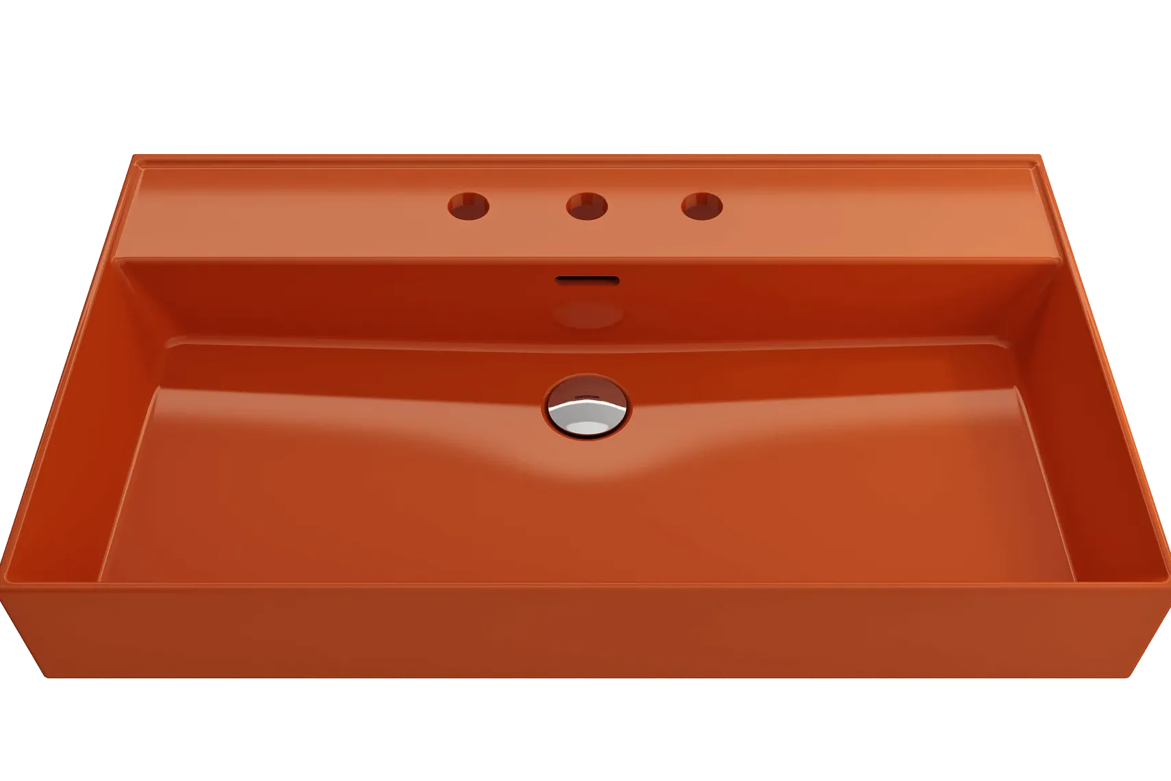 BOCCHI Milano 32" Rectangle Wallmount Fireclay Bathroom Sink, Orange, 3 Faucet Hole, 1377-012-0127