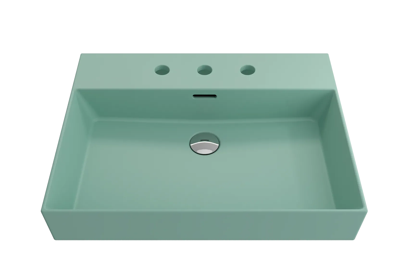 BOCCHI Milano 24" Rectangle Wallmount Fireclay Bathroom Sink, Matte Mint Green, 3 Faucet Hole, 1376-033-0127