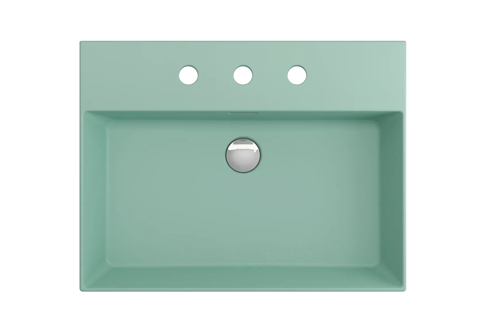 BOCCHI Milano 24" Rectangle Wallmount Fireclay Bathroom Sink, Matte Mint Green, 3 Faucet Hole, 1376-033-0127