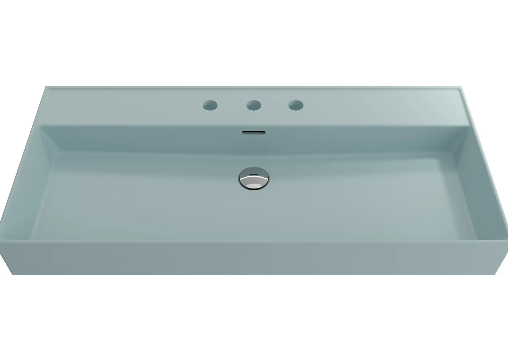 BOCCHI Milano 40" Rectangle Wallmount Fireclay Bathroom Sink, Matte Ice Blue, 3 Faucet Hole, 1378-029-0127