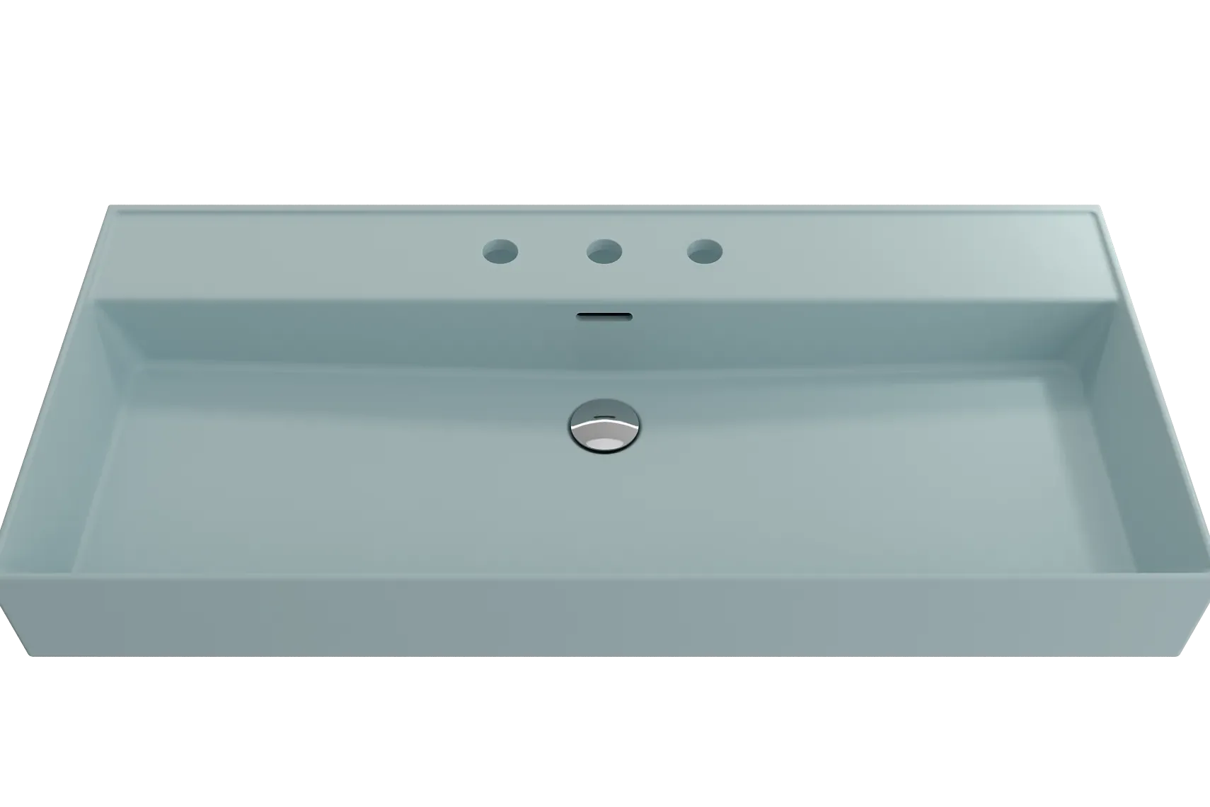 BOCCHI Milano 40" Rectangle Wallmount Fireclay Bathroom Sink, Matte Ice Blue, 3 Faucet Hole, 1378-029-0127