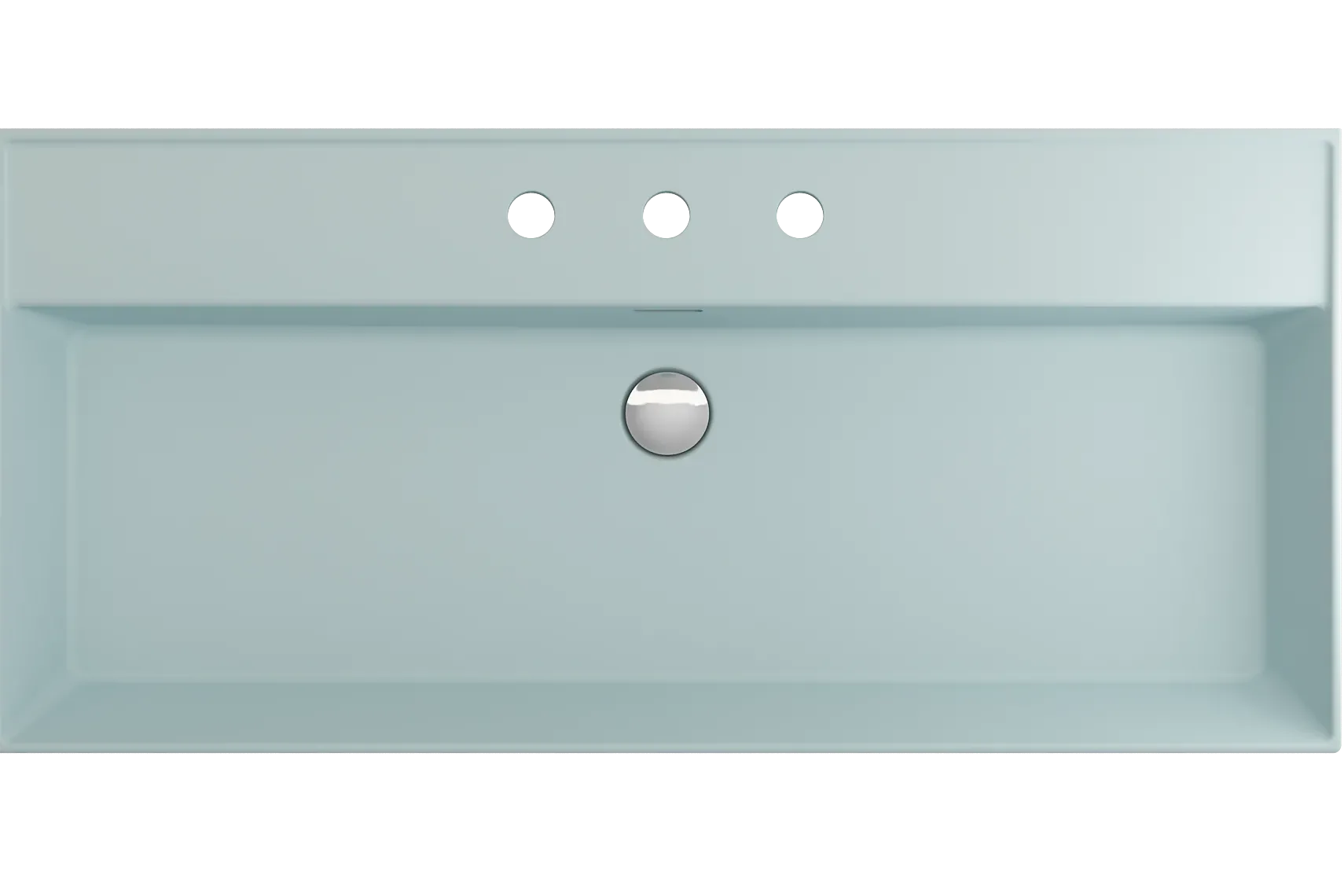 BOCCHI Milano 40" Rectangle Wallmount Fireclay Bathroom Sink, Matte Ice Blue, 3 Faucet Hole, 1378-029-0127