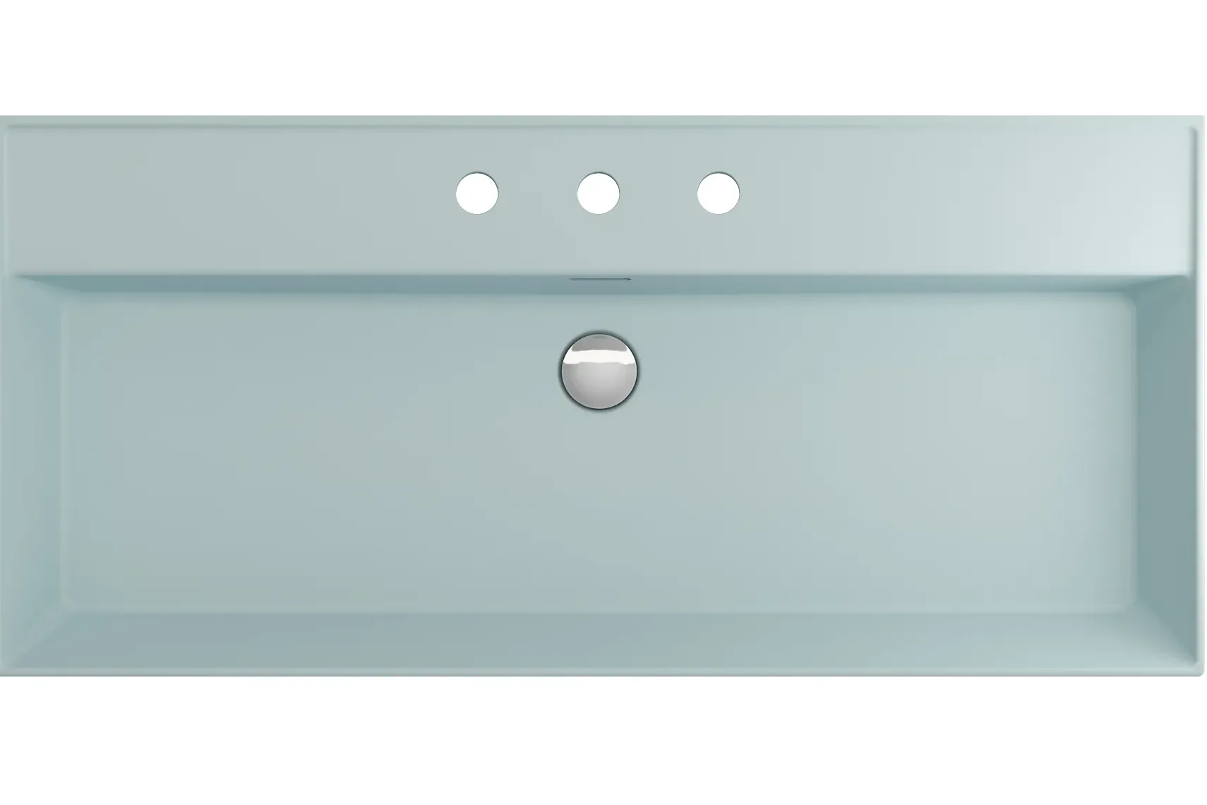 BOCCHI Milano 40" Rectangle Wallmount Fireclay Bathroom Sink, Matte Ice Blue, 3 Faucet Hole, 1378-029-0127