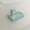 BOCCHI Milano 15" Small Rectangle Wallmount Fireclay Bathroom Sink, Matte Ice Blue, Single Faucet Hole, 1418-029-0126