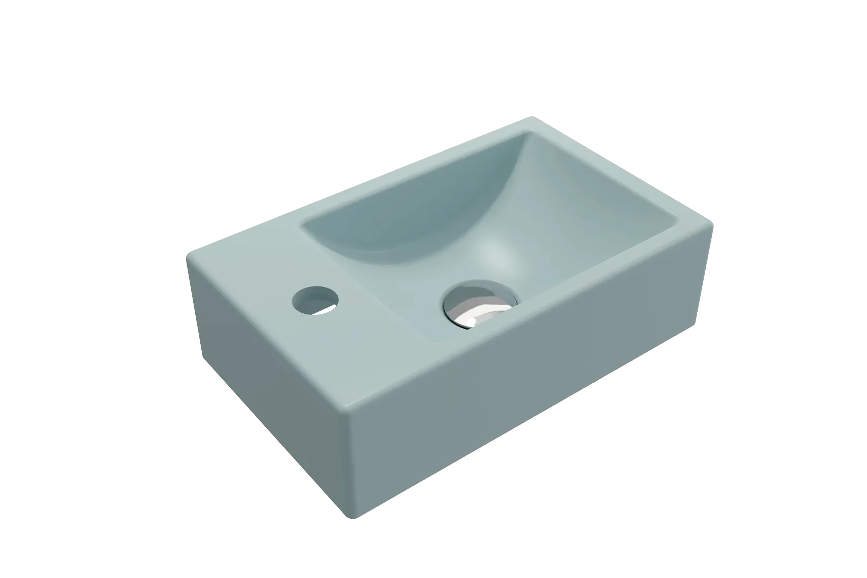 BOCCHI Milano 15" Small Rectangle Wallmount Fireclay Bathroom Sink, Matte Ice Blue, Single Faucet Hole, 1418-029-0126