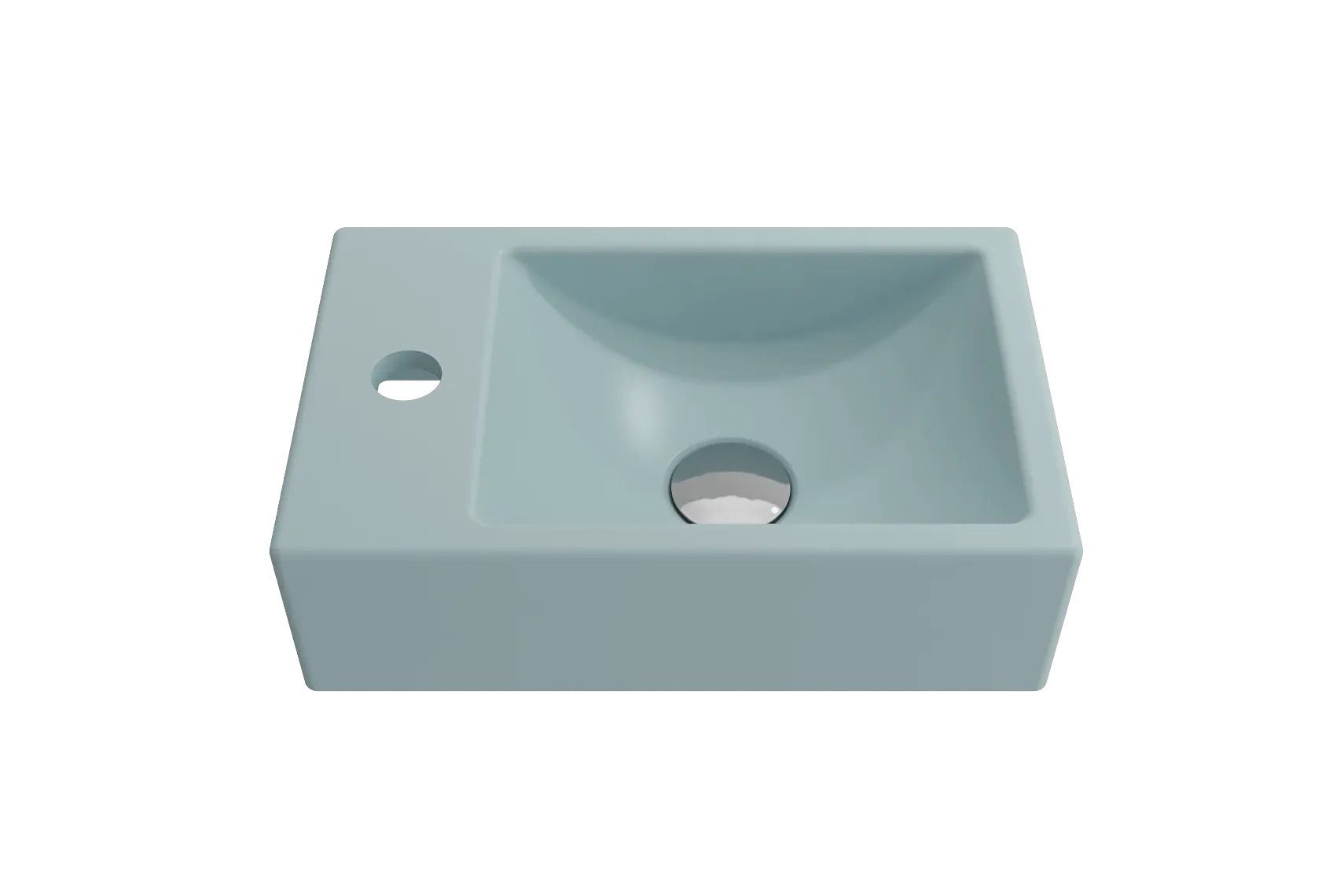 BOCCHI Milano 15" Small Rectangle Wallmount Fireclay Bathroom Sink, Matte Ice Blue, Single Faucet Hole, 1418-029-0126