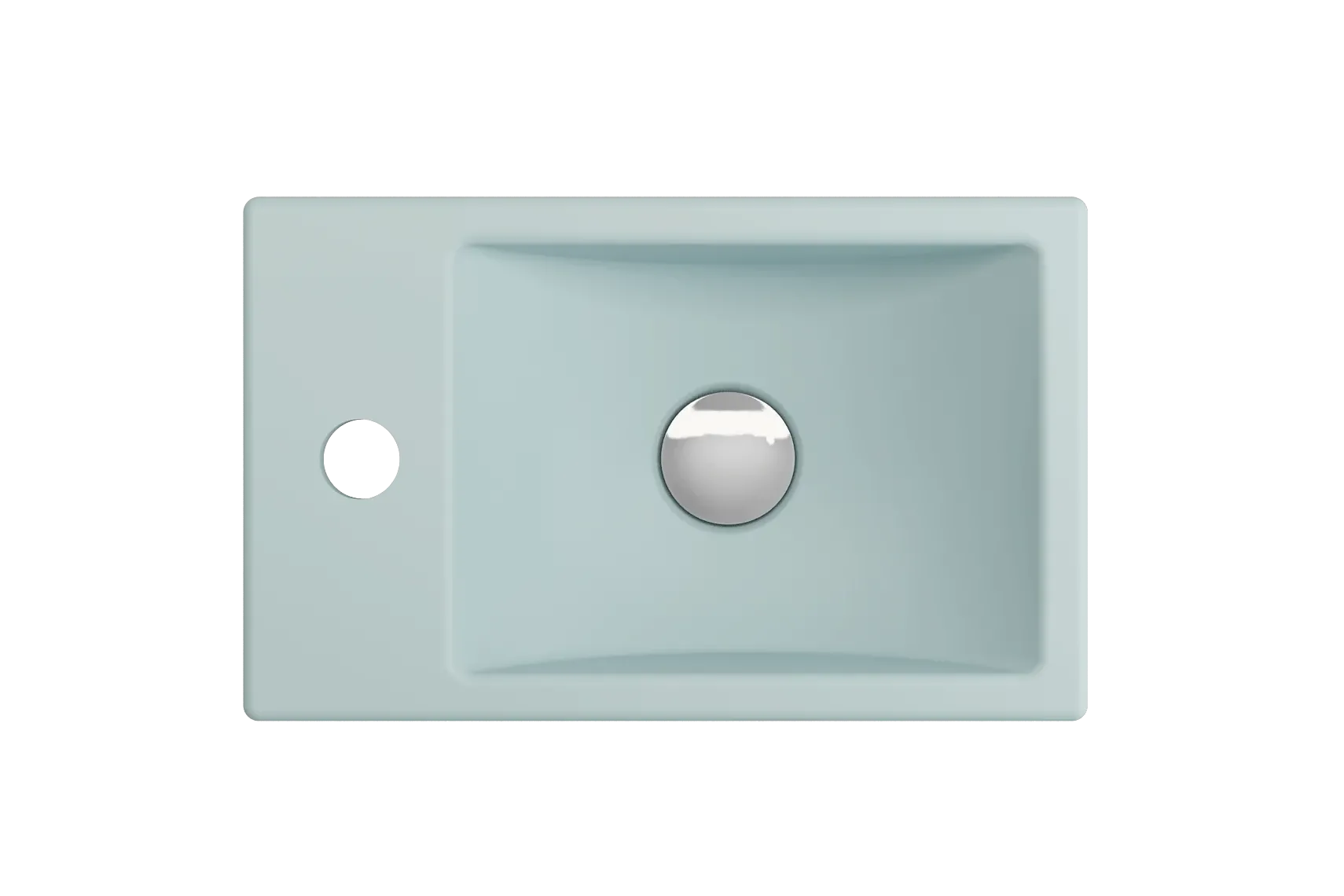 BOCCHI Milano 15" Small Rectangle Wallmount Fireclay Bathroom Sink, Matte Ice Blue, Single Faucet Hole, 1418-029-0126