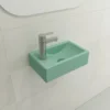 BOCCHI Milano 15" Small Rectangle Wallmount Fireclay Bathroom Sink, Matte Mint Green, Single Faucet Hole, 1418-033-0126