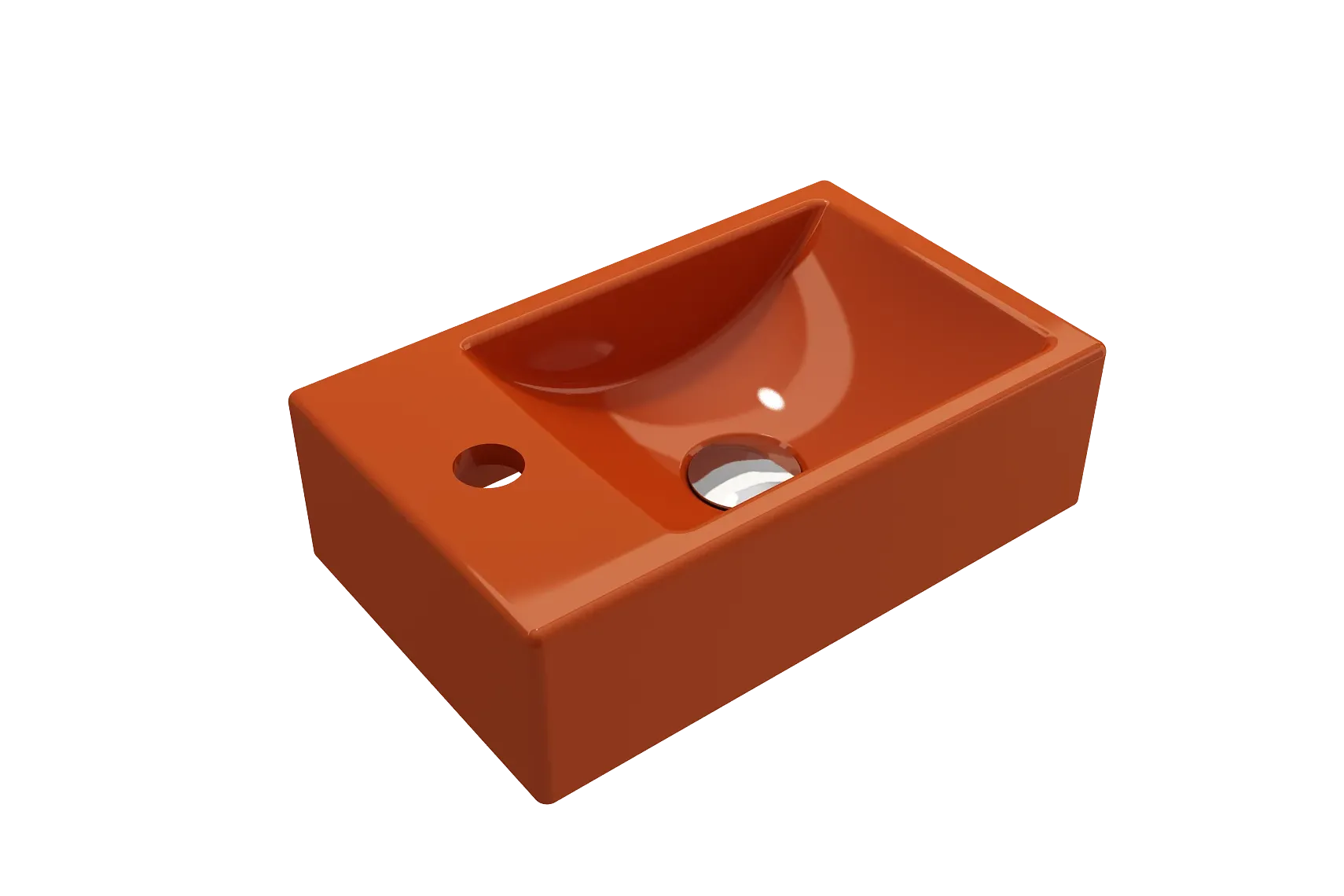 BOCCHI Milano Small 15" Rectangle Wallmount Fireclay Bathroom Sink, Orange, Single Faucet Hole, 1418-012-0126