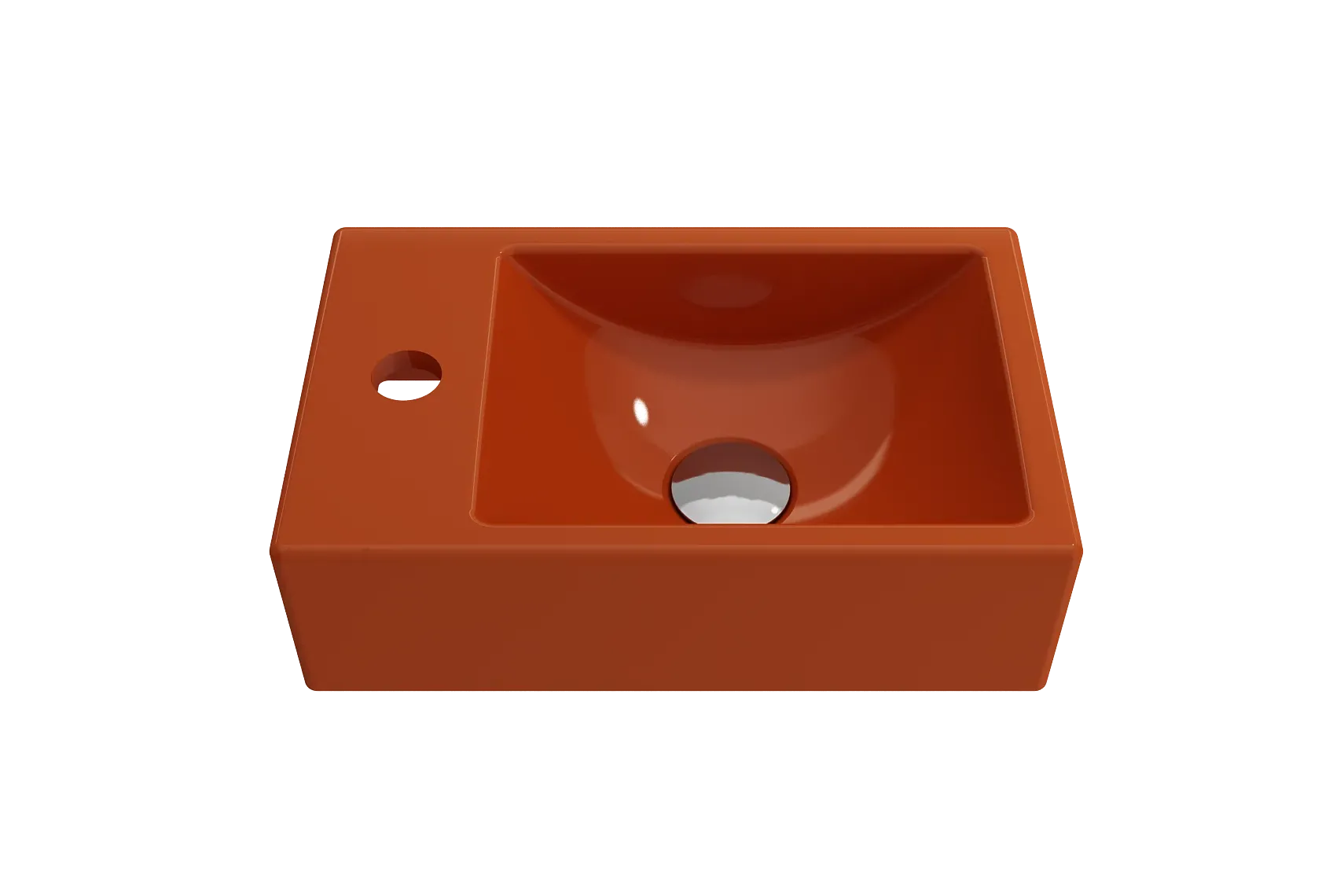 BOCCHI Milano Small 15" Rectangle Wallmount Fireclay Bathroom Sink, Orange, Single Faucet Hole, 1418-012-0126