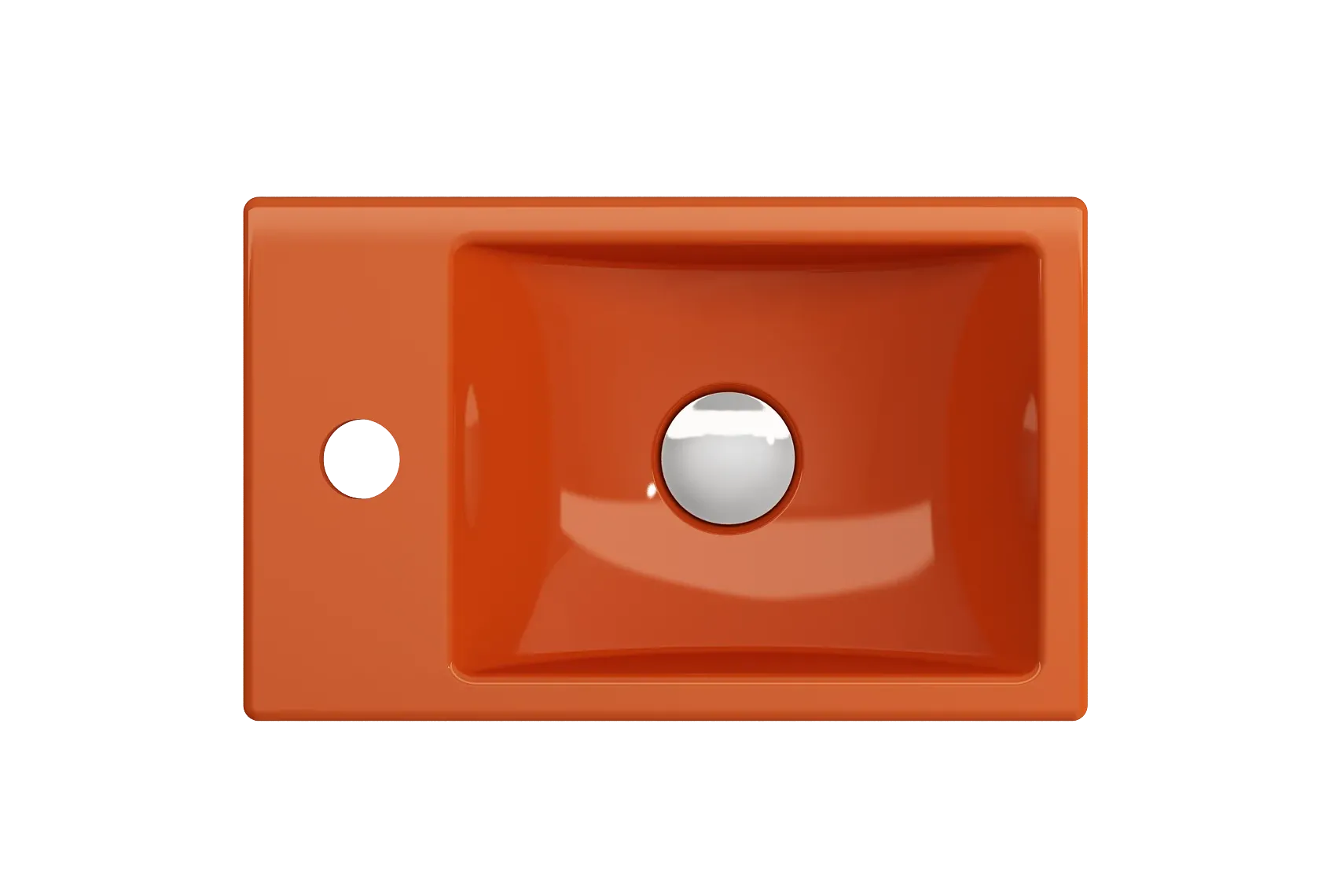 BOCCHI Milano Small 15" Rectangle Wallmount Fireclay Bathroom Sink, Orange, Single Faucet Hole, 1418-012-0126