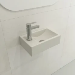BOCCHI Milano Small 15" Rectangle Wallmount Fireclay Bathroom Sink, Biscuit, Single Faucet Hole, 1418-014-0126