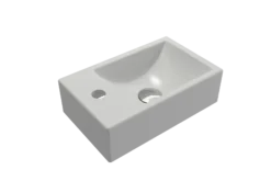 BOCCHI Milano Small 15" Rectangle Wallmount Fireclay Bathroom Sink, Matte White, Single Faucet Hole, 1418-002-0126