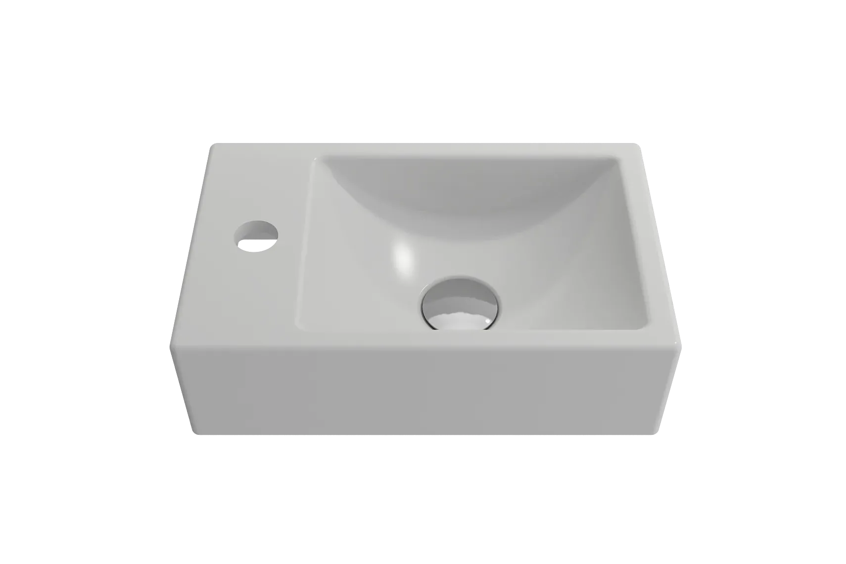 BOCCHI Milano Small 15" Rectangle Wallmount Fireclay Bathroom Sink, Matte White, Single Faucet Hole, 1418-002-0126