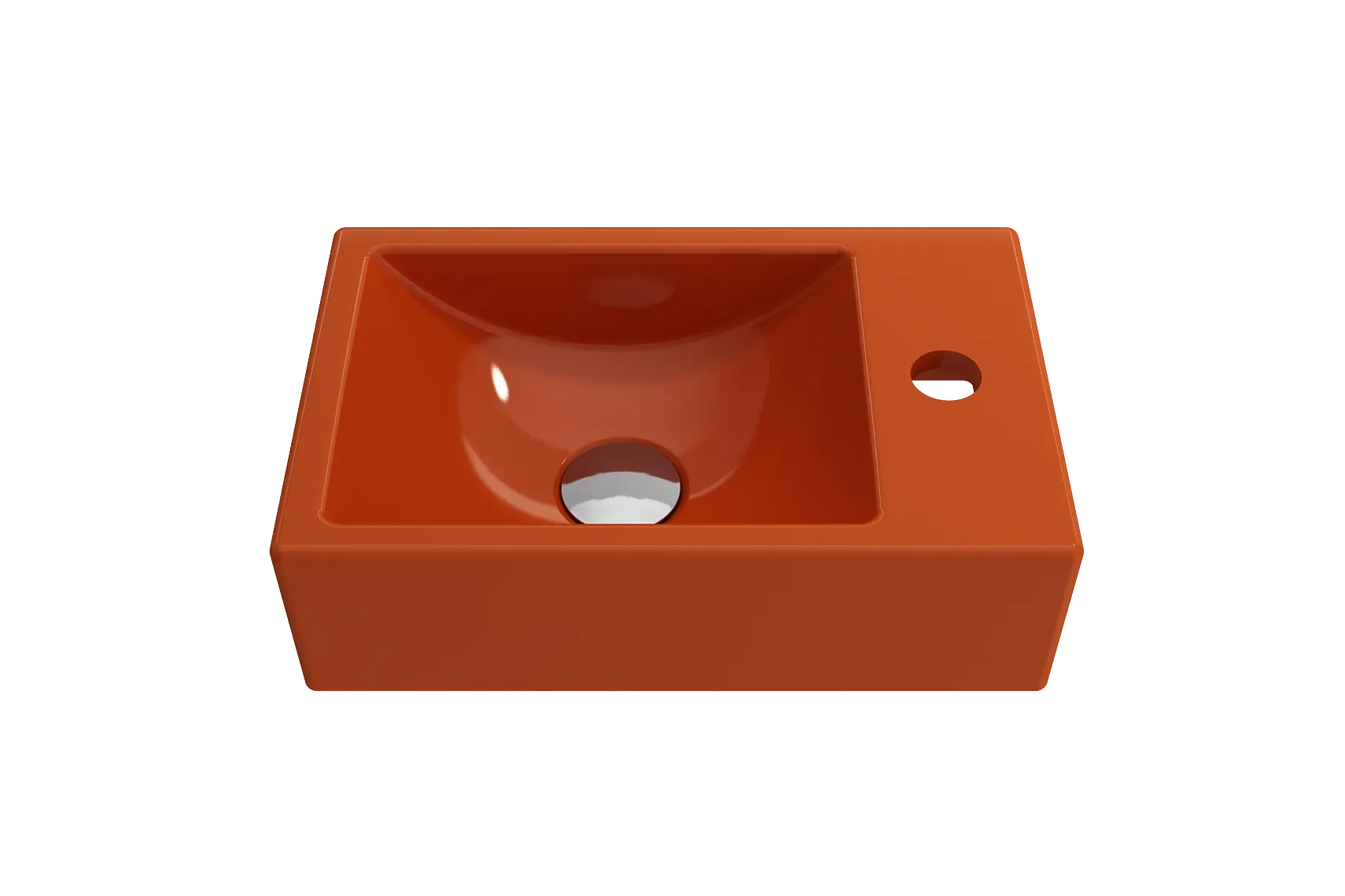 BOCCHI Milano Small 15" Rectangle Wallmount Fireclay Bathroom Sink, Orange, Single Faucet Hole, 1419-012-0126