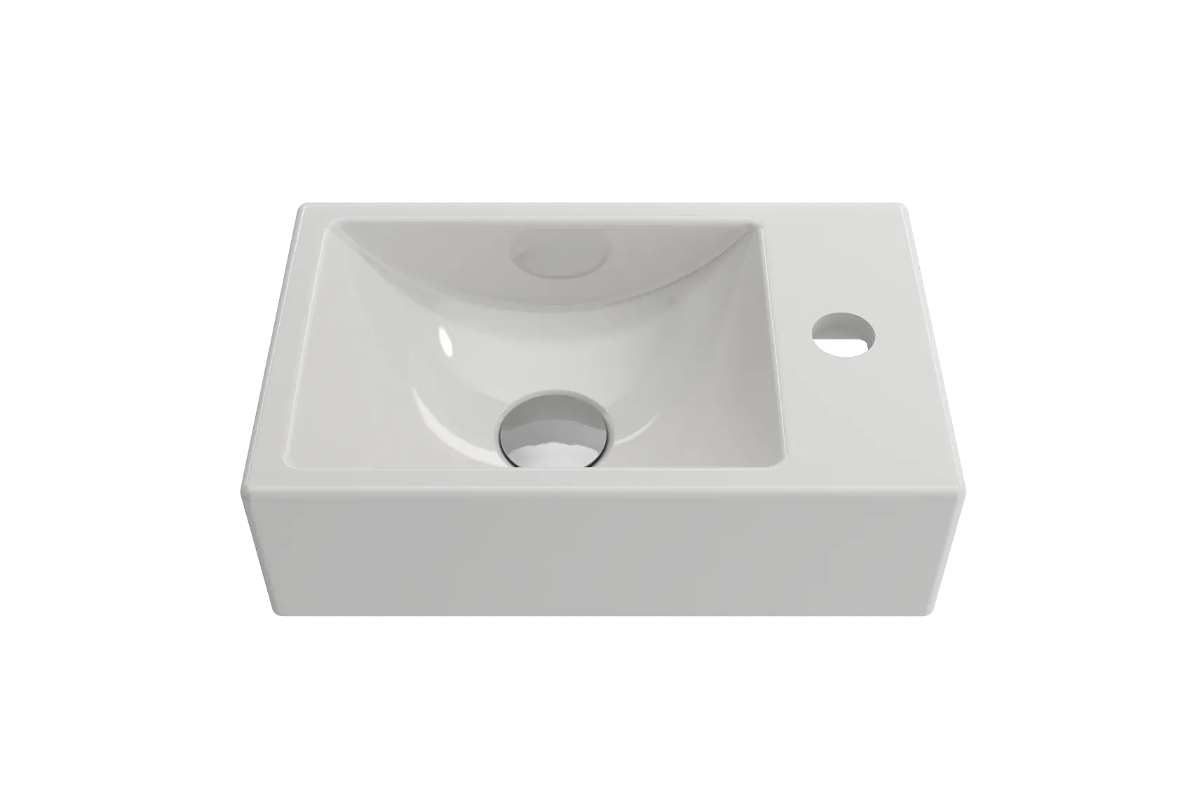 BOCCHI Milano Small 15" Rectangle Wallmount Fireclay Bathroom Sink, White, Single Faucet Hole, 1419-001-0126