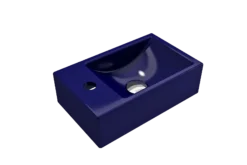 BOCCHI Milano Small 15" Rectangle Wallmount Fireclay Bathroom Sink, Sapphire Blue, Single Faucet Hole, 1418-010-0126