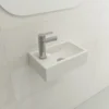 BOCCHI Milano Small 15" Rectangle Wallmount Fireclay Bathroom Sink, White, Single Faucet Hole, 1418-001-0126