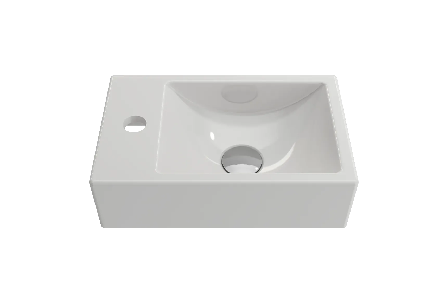 BOCCHI Milano Small 15" Rectangle Wallmount Fireclay Bathroom Sink, White, Single Faucet Hole, 1418-001-0126