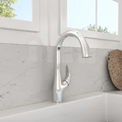 BOCCHI Pagano 1.75 GPM Brass Kitchen Faucet, Transitional, Stainless Steel, 2024 0001 SS
